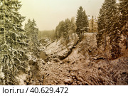 River Canyon and rocks in winter. Стоковое фото, фотограф Анна Кривицкая / Фотобанк Лори
