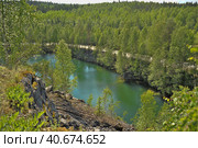Famous beautiful marble quarry Ruskeala. Стоковое фото, фотограф Анна Кривицкая / Фотобанк Лори