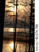 Sunset over the forest lake. Стоковое фото, фотограф Анна Кривицкая / Фотобанк Лори