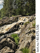 Waterfall Kivach in Kareliya - the second largest, after the Rhine, plain waterfall in Europe. Стоковое фото, фотограф Анна Кривицкая / Фотобанк Лори