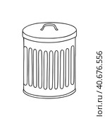 Metal trash can with lid and handle waste doodle linear cartoon coloring. Стоковая иллюстрация, иллюстратор Вахминцева Ольга / Фотобанк Лори