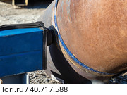 Проведение рентгенографического контроля сварного шва трубопровода. Стоковое фото, фотограф Сергей Сергеев / Фотобанк Лори
