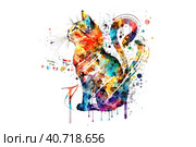 kitten painted with colored watercolors isolated on a white background. Generated by AI. Стоковое AI-изображение, AI-художник Поликарпов Владимир Владимирович / Фотобанк Лори