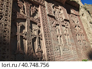 Geghard monastery in Caucasus mountains of Armenia (2013 год). Редакционное фото, фотограф Сергей Стрелков / Фотобанк Лори