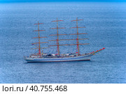 "Khersones" - training three-masted frigate, training base of the Sevastopol branch of the State Maritime University. Admiral F.F.Ushakov. (2021 год). Редакционное фото, фотограф Анна Кривицкая / Фотобанк Лори