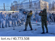 Demonstration performance of the Russian Army landing troops in honor of the Day of the Defender of the Fatherland (2018 год). Редакционное фото, фотограф Анна Кривицкая / Фотобанк Лори