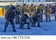 Demonstration performance of the Russian Army landing troops in honor of the Day of the Defender of the Fatherland (2018 год). Редакционное фото, фотограф Анна Кривицкая / Фотобанк Лори