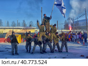 Demonstration performance of the Russian Army landing troops in honor of the Day of the Defender of the Fatherland (2018 год). Редакционное фото, фотограф Анна Кривицкая / Фотобанк Лори