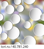Seamless abstract 3D white spheric elements on blurred background. Vector EPS10 pattern. Стоковая иллюстрация, иллюстратор Ольга Морозова / Фотобанк Лори