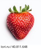 Strawberry berry isolated on white. Illustration AI Generative. Стоковое AI-изображение, AI-художник Юлия Гапеенко / Фотобанк Лори