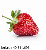 Strawberry berry isolated on white. Illustration Generative AI. Стоковое AI-изображение, AI-художник Юлия Гапеенко / Фотобанк Лори