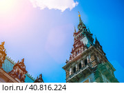 Copper roof of Rathaus city hall Parlament Castle Hamburg (2017 год). Стоковое фото, фотограф Igor Tichonow / Фотобанк Лори
