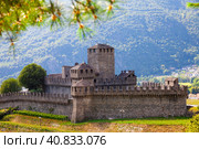 Medieval castle of Montebello on summer day. Bellinzona. Switzerland. Стоковое фото, фотограф Яков Филимонов / Фотобанк Лори