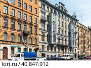 Доходный дом Г. А. Бернштейна (по 2-й Советской ул.). Санкт-Пет6ербург (2023 год). Редакционное фото, фотограф Александр Щепин / Фотобанк Лори