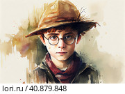 Harry Potter portraitwatercolor painting , Generative AI. Стоковое AI-изображение, AI-художник Анна Кривицкая / Фотобанк Лори