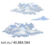 Hand-drawn clouds set isolated on white background. Стоковая иллюстрация, иллюстратор Ольга Морозова / Фотобанк Лори
