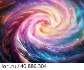 Abstract spiral in rainbow colors in space. Стоковое AI-изображение, AI-художник Ярославский Максим / Фотобанк Лори