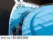 Uglich, Yaroslavl Region, Russia, August 1, 2013. Cruise ship on the Volga. Редакционное фото, фотограф Сергей Долгов / Фотобанк Лори