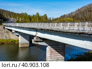 Bridge over the Mundybash river on the Novokuznetsk-Tashtagol highway, Gornaya Shoria. Стоковое фото, фотограф Ольга Остроухова / Фотобанк Лори