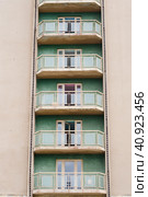 Здание санатория с балконами. Лоджии в многоэтажном доме. The building of the sanatorium with balconies. Loggias in a multi-storey building. Стоковое фото, фотограф Ольга Митряева / Фотобанк Лори