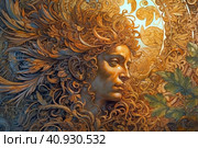 Image of the ancient Slavic pagan god of the sun Yarilo, watercolor style, Generative AI. Стоковое AI-изображение, AI-художник Анна Кривицкая / Фотобанк Лори