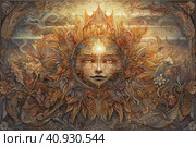 Image of the ancient Slavic pagan god of the sun Yarilo, watercolor style, Generative AI. Стоковое AI-изображение, AI-художник Анна Кривицкая / Фотобанк Лори