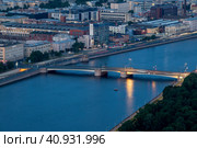Санкт-Петербург. Вид со смотровой площадки телебашни. Гренадерский мост (2023 год). Редакционное фото, фотограф Литвяк Игорь / Фотобанк Лори