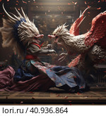 Two eagles fight each other. Стоковое AI-изображение, AI-художник Кирилл Черезов / Фотобанк Лори
