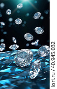 White shiny diamonds gemstone vertical background. Стоковое AI-изображение, AI-художник Анастасия Золотницкая / Фотобанк Лори