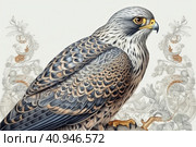 Amur Falcon on a light background,, watercolor style, Generative AI. Стоковое AI-изображение, AI-художник Анна Кривицкая / Фотобанк Лори