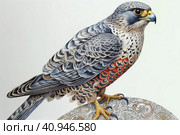 Amur Falcon on a light background,, watercolor style, Generative AI. Стоковое AI-изображение, AI-художник Анна Кривицкая / Фотобанк Лори