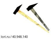 Two decorative hammers made of morion mineral (black quartz) on white background. Стоковое фото, фотограф Татьяна Терехина / Фотобанк Лори