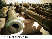 Русские боевые орудия. Экспонаты бронзовых стволов старинных пушек в Московском Кремле. Редакционное фото, фотограф Лазебная Юлия / Фотобанк Лори