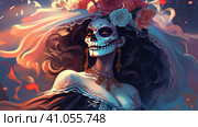 la catrina jovial skeleton death goddess dnd. Generative AI. Стоковое AI-изображение, AI-художник Ирина Ручушкина / Фотобанк Лори