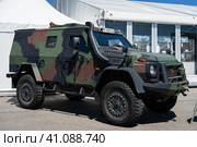 BERLIN, GERMANY - JUNE 23, 2022: Light Armoured Patrol Vehicle of the Bundeswehr - LAPV Enok. Exhibition ILA Berlin Air Show 2022. Редакционное фото, фотограф Sergey Kohl / Фотобанк Лори