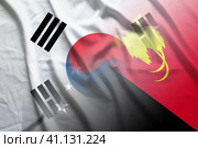 South Korea and Papua New Guinea national flag transborder contract PNG KOR. Стоковая иллюстрация, иллюстратор Кабак Дмитрий / Фотобанк Лори
