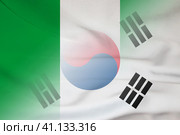 Nigeria and South Korea government flag transborder relations KOR NGA. Стоковая иллюстрация, иллюстратор Кабак Дмитрий / Фотобанк Лори