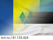 Saint Vincent and the Grenadines and Estonia government flag international negotiation EST VCT. Стоковая иллюстрация, иллюстратор Кабак Дмитрий / Фотобанк Лори