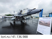 BERLIN, GERMANY - JUNE 01, 2016: Single seat subsonic carrier-capable attack aircraft McDonnell Douglas A-4N Skyhawk. Exhibition ILA Berlin Air Show 2016. Редакционное фото, фотограф Sergey Kohl / Фотобанк Лори