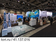 BERLIN, GERMANY - JUNE 01, 2016: The stand of German Aerospace Center (DLR). Exhibition ILA Berlin Air Show 2016. Редакционное фото, фотограф Sergey Kohl / Фотобанк Лори