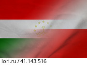 Tajikistan and Poland state flag transborder contract POL TJK. Стоковая иллюстрация, иллюстратор Кабак Дмитрий / Фотобанк Лори
