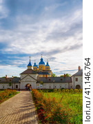 Konevsky Monastery on Konevets Island on Lake Ladoga, Russia. View of the central entrance of the monastery from the side of the forest (2023 год). Стоковое фото, фотограф Оксана Медведева / Фотобанк Лори