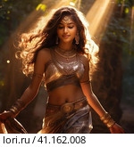 Indian girl dancing national dance. Стоковое AI-изображение, AI-художник Кирилл Черезов / Фотобанк Лори