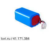 Battery for a robot vacuum cleaner made up of four accumulators. Стоковое фото, фотограф Дмитрий Львович Алферов / Фотобанк Лори