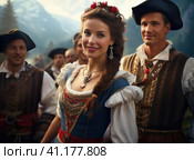 A group of Austrians in national dress. Стоковое AI-изображение, AI-художник Кирилл Черезов / Фотобанк Лори