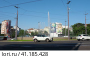 Belgrade Serbia 9.9.23 Slavia Square Trg Slavija, major commercial junction, intersections of Kralja Milana, Beogradska, Makenzijeva, Svetosavska, Bulevar oslobodjenja, Deligradska, Nemanjina streets (2023 год). Редакционное видео, видеограф Юлия Петровская / Фотобанк Лори