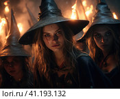 A group of witches. Стоковое AI-изображение, AI-художник Кирилл Черезов / Фотобанк Лори