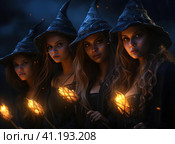 A group of witches. Стоковое AI-изображение, AI-художник Кирилл Черезов / Фотобанк Лори