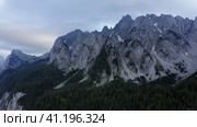 Aerial view of Dachstein mountain top summit near Hinterer Gosausee lake Upper Austria. Стоковое фото, фотограф Igor Tichonow / Фотобанк Лори