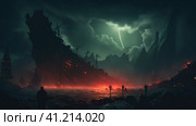 Fantastic image of tecnhogene catastrophe, AI. Стоковое AI-изображение, AI-художник Сергей Старуш / Фотобанк Лори
